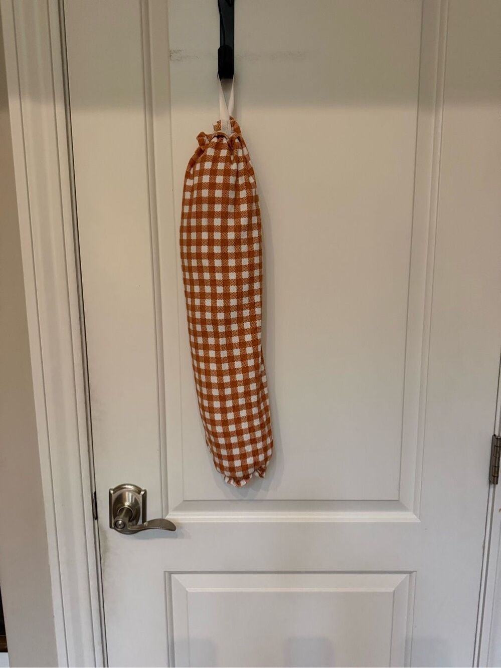 Handmade Plastic Bag Holder-am light brown and white blocks